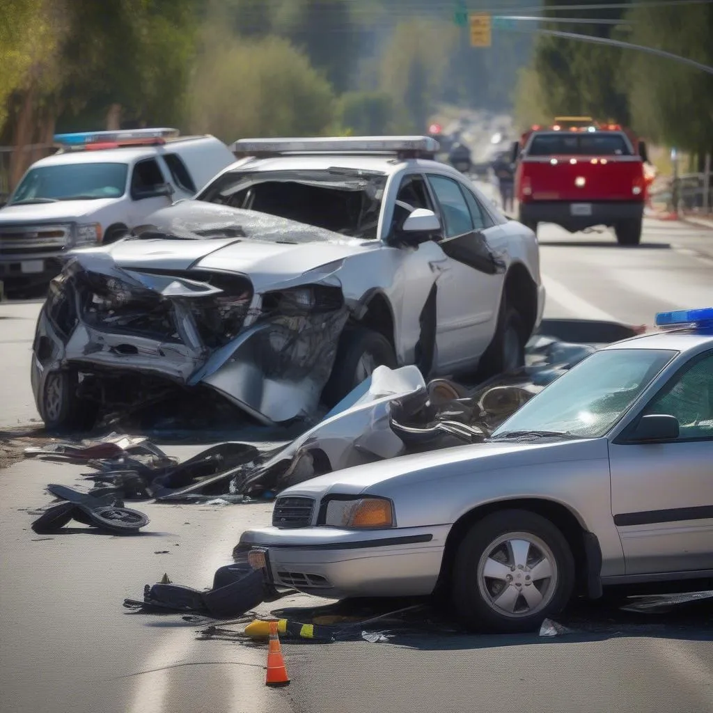 Car Accident Scene in Redding CA