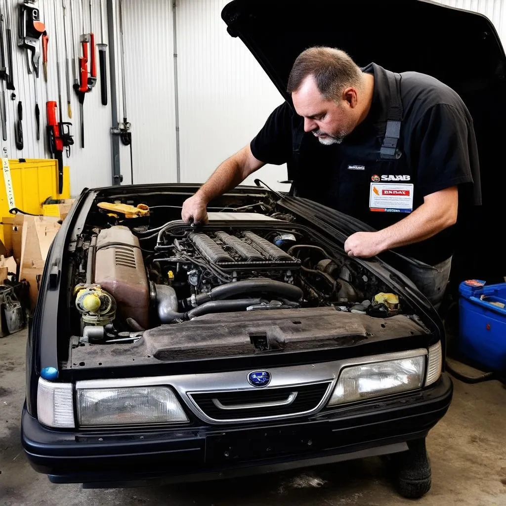 Saab Mechanic at Work