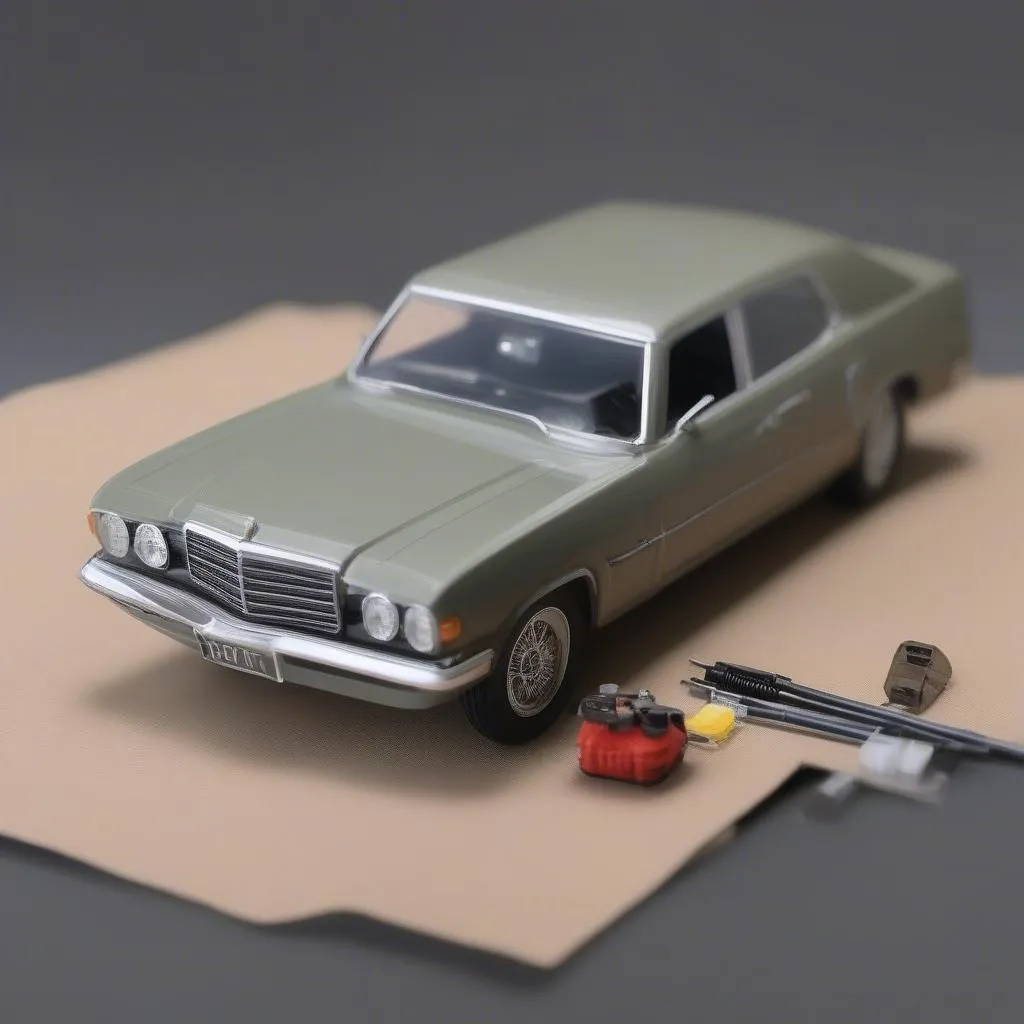 A beginner-friendly scale model car kit with detailed instructions and simple parts