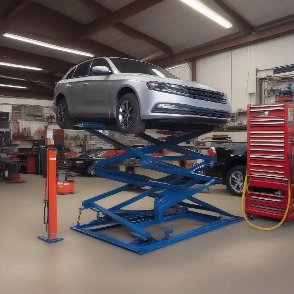 Scissor car lifts for mechanics and repair shops