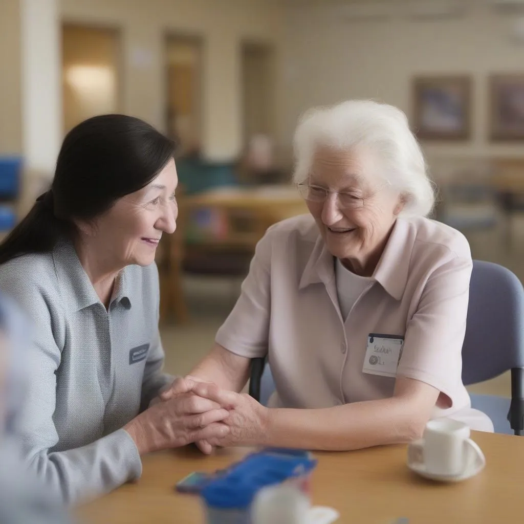 Caring Staff Members at Adult Day Care Center 