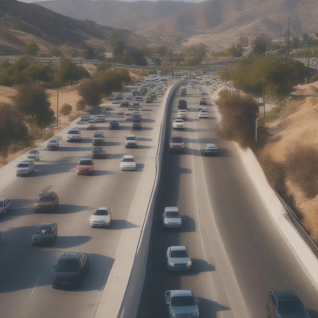 Traffic on a Highway in Simi Valley