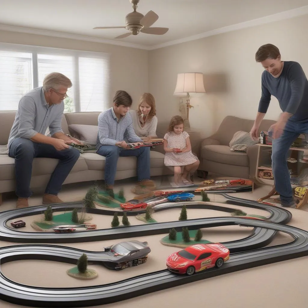 Slot car racing set for family fun