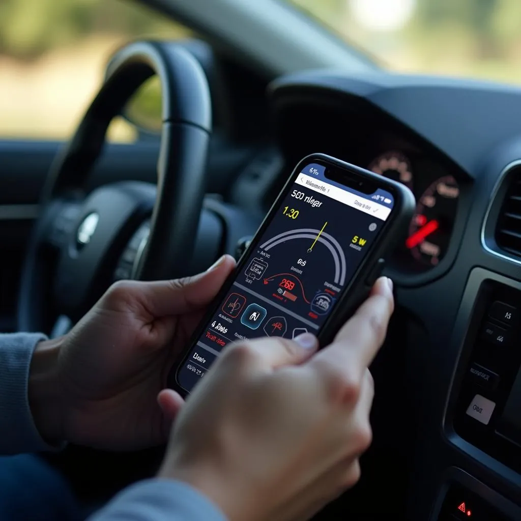 Car Diagnostics App on Smartphone Screen