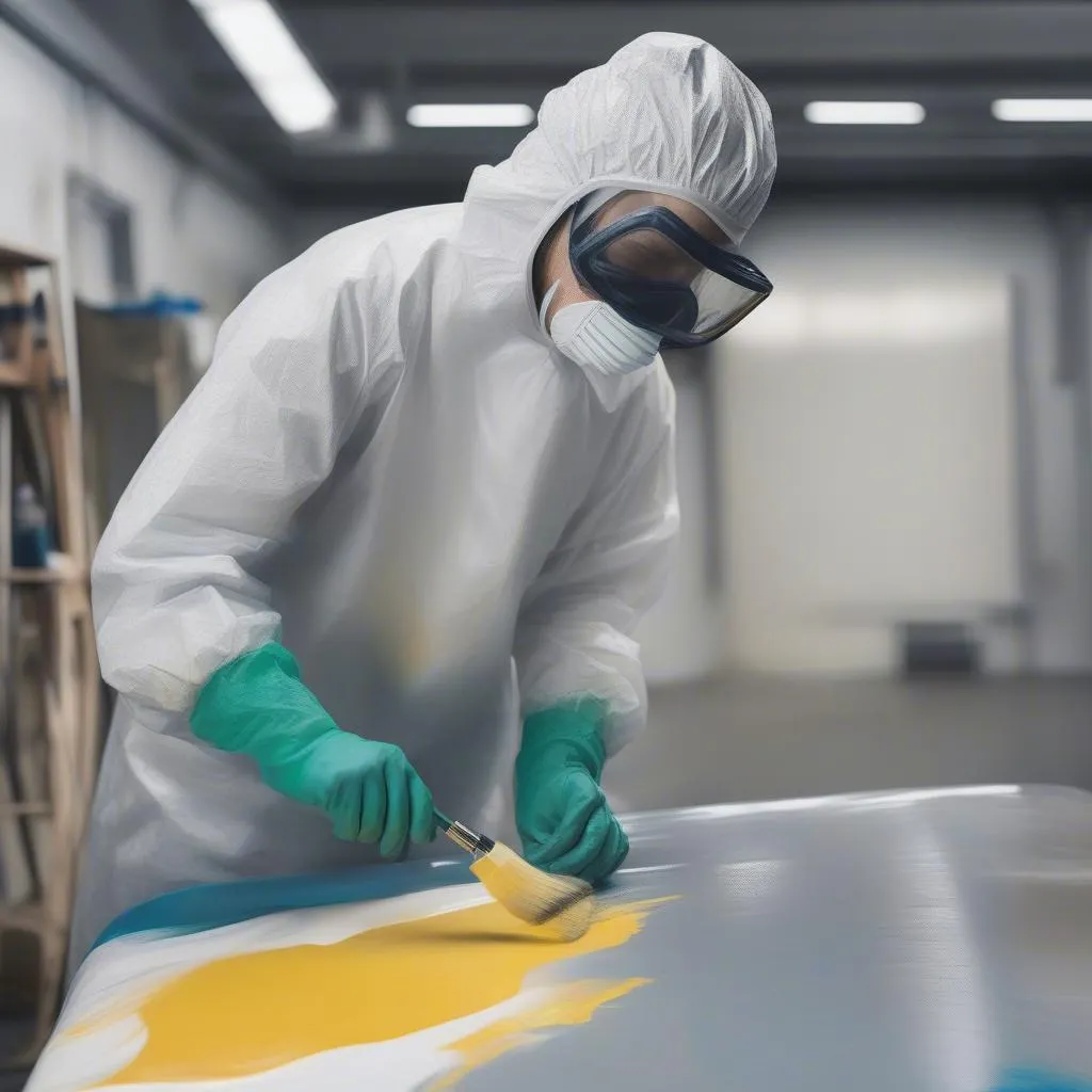 Applying solvent-based car paint