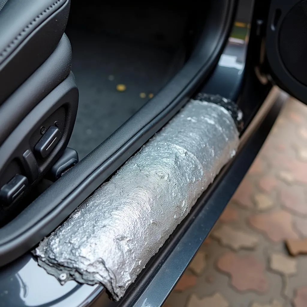 Sound Deadening Material Applied to Car Door