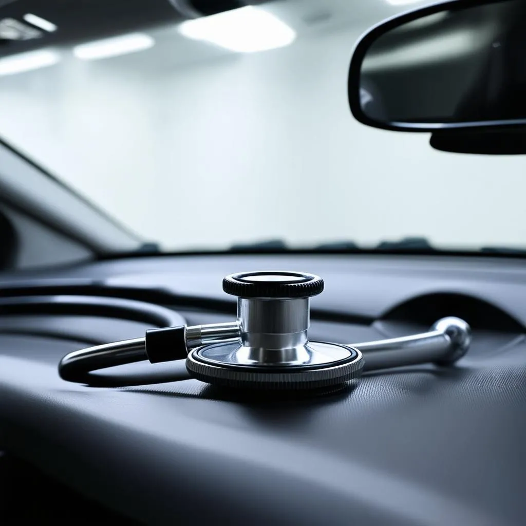 Stethoscope on car dashboard