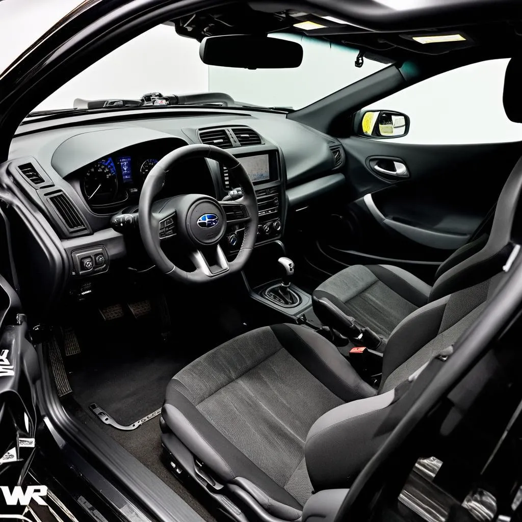 Interior of a Subaru WRX rally car