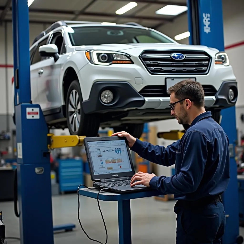 Subaru Outback Undergoing Repairs