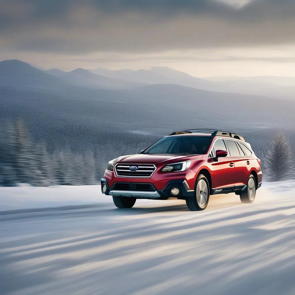 Subaru Outback Driving on Snow