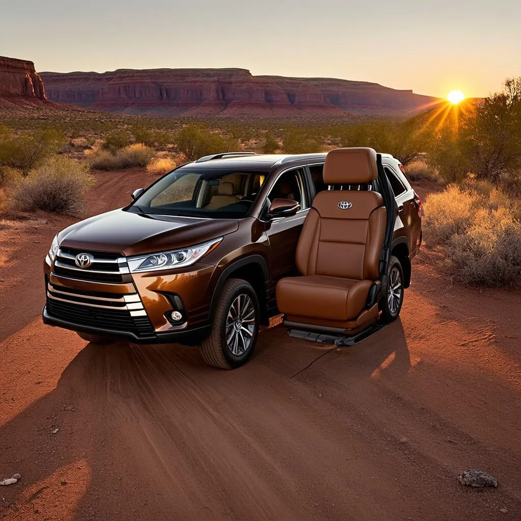 Toyota Highlander with brown leather car seat covers