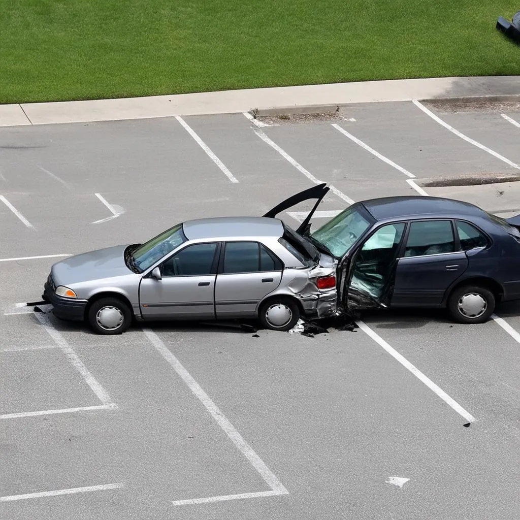 Two Cars Colliding While Backing Out