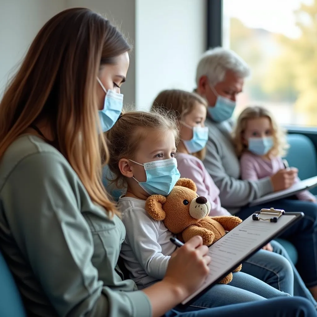 Family waiting in urgent care waiting room