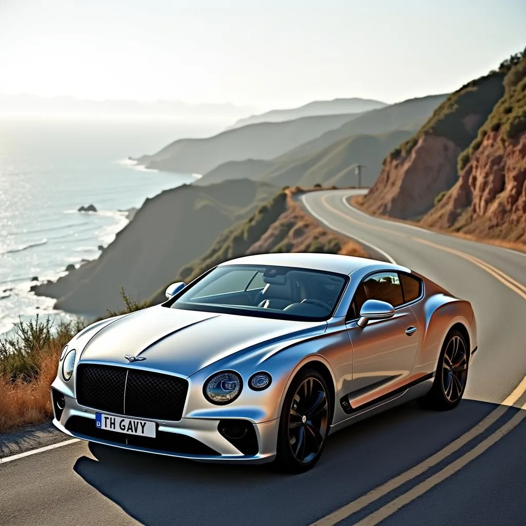 Used Bentley Continental GT Parked on Coastal Road