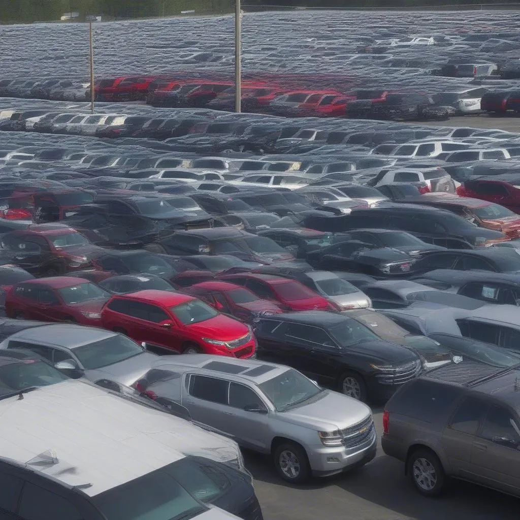 Used car lot with a wide selection of vehicles