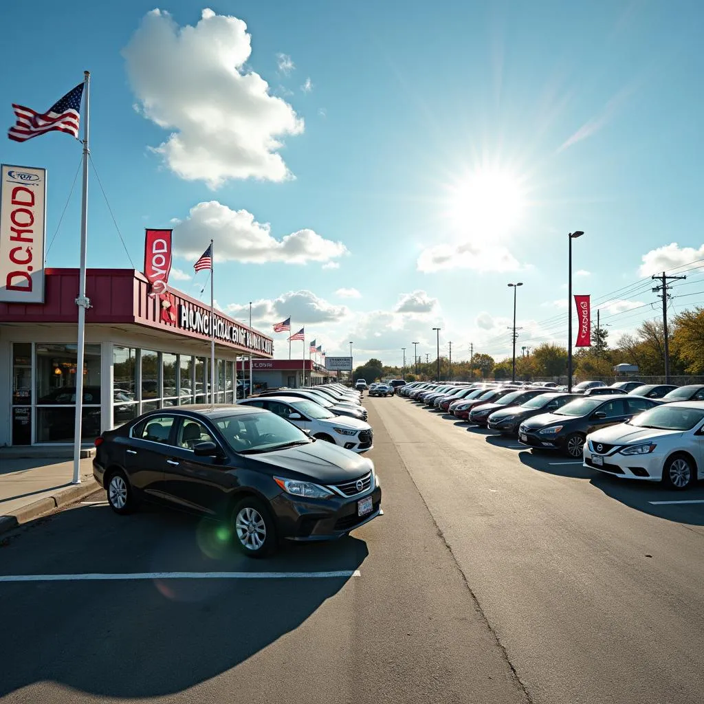 Used cars lined up at Boyd Cars of Virginia dealership