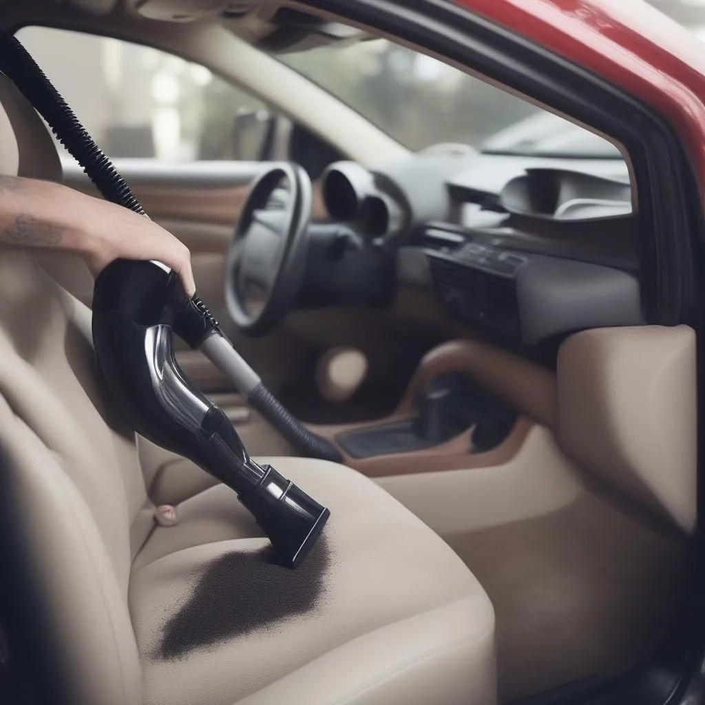 Vacuuming Car Interior