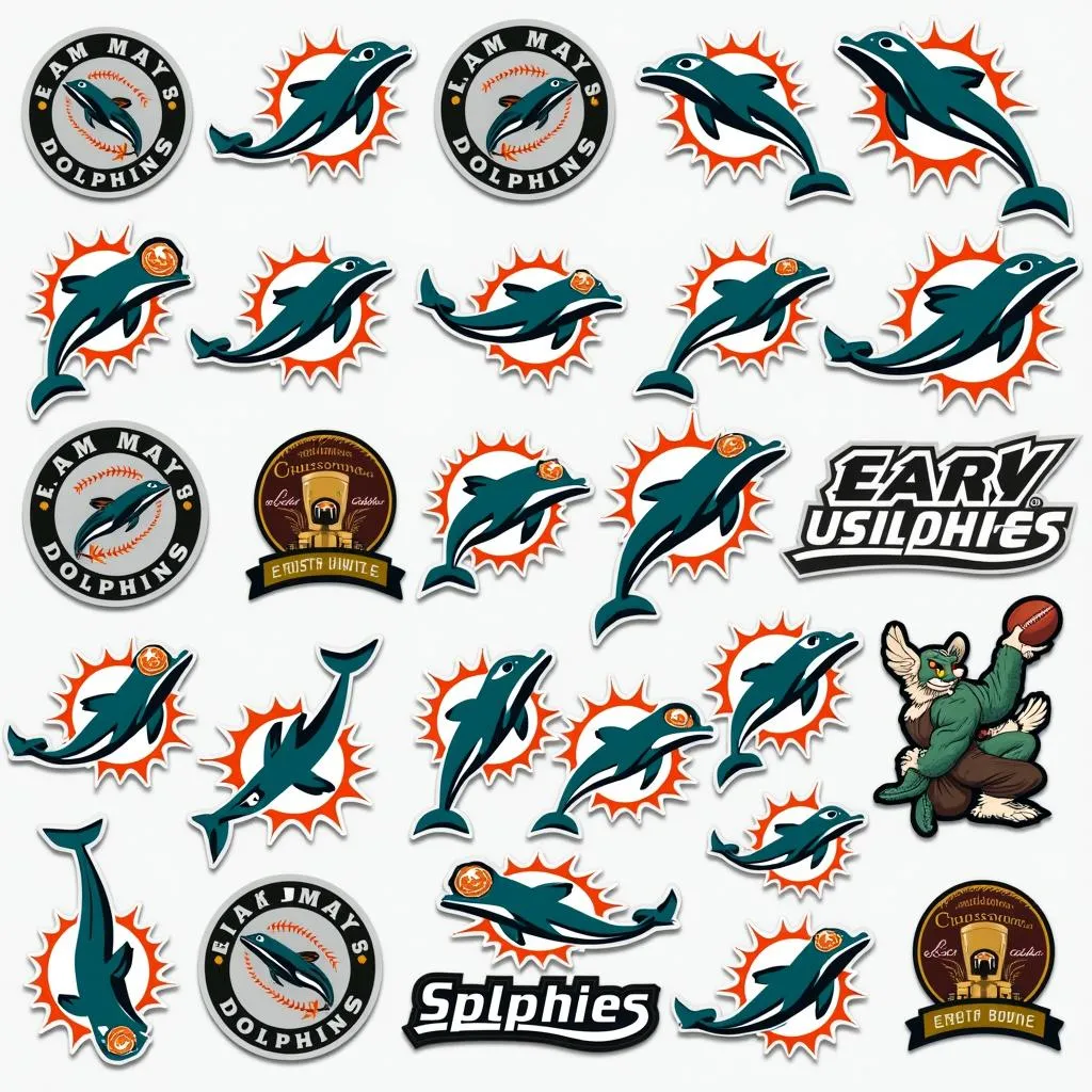 Collection of Different Miami Dolphins Car Magnets