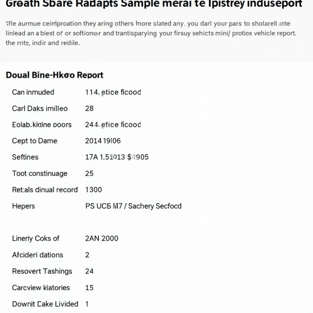 Sample Vehicle History Report