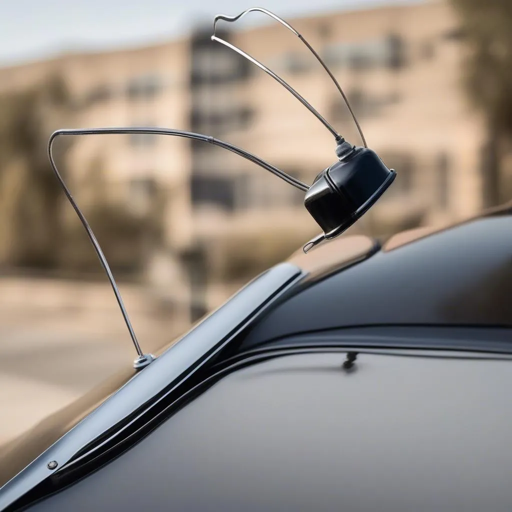 Vintage car antenna on a classic car