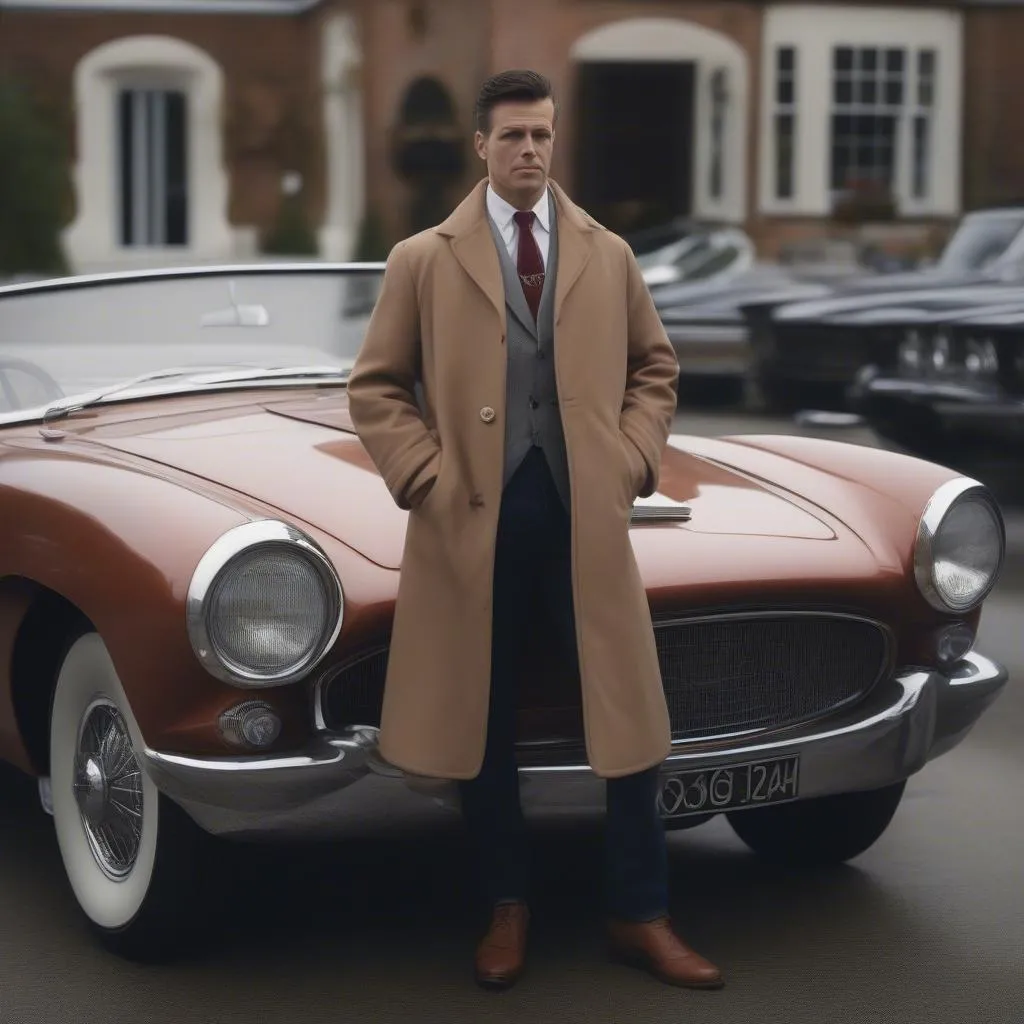 Man in Vintage Car Coat