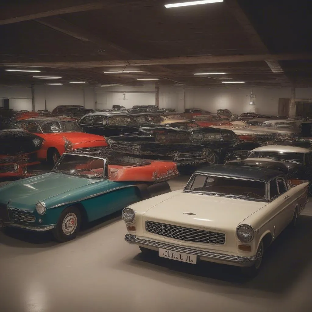 collection of vintage cars