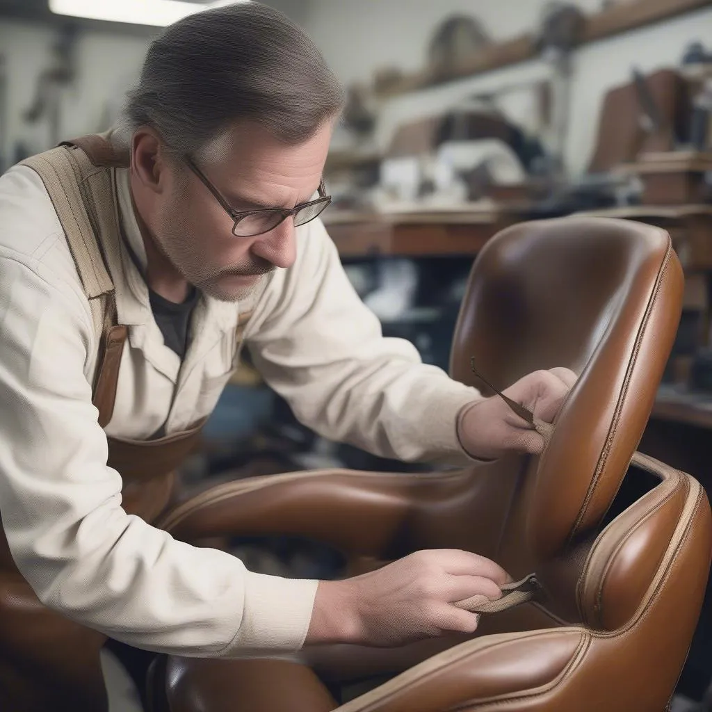 Vintage car seat restoration process