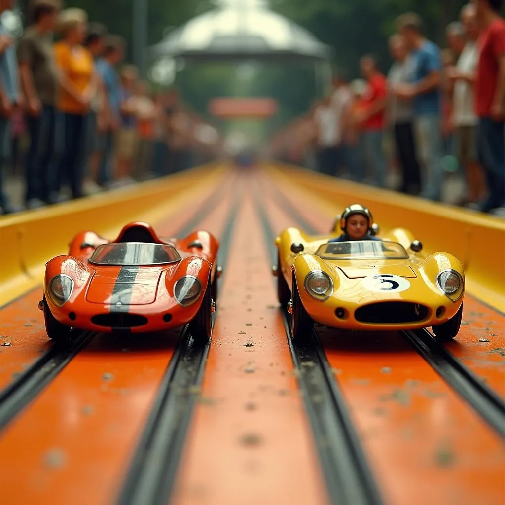 Vintage Slot Car Racing on Track