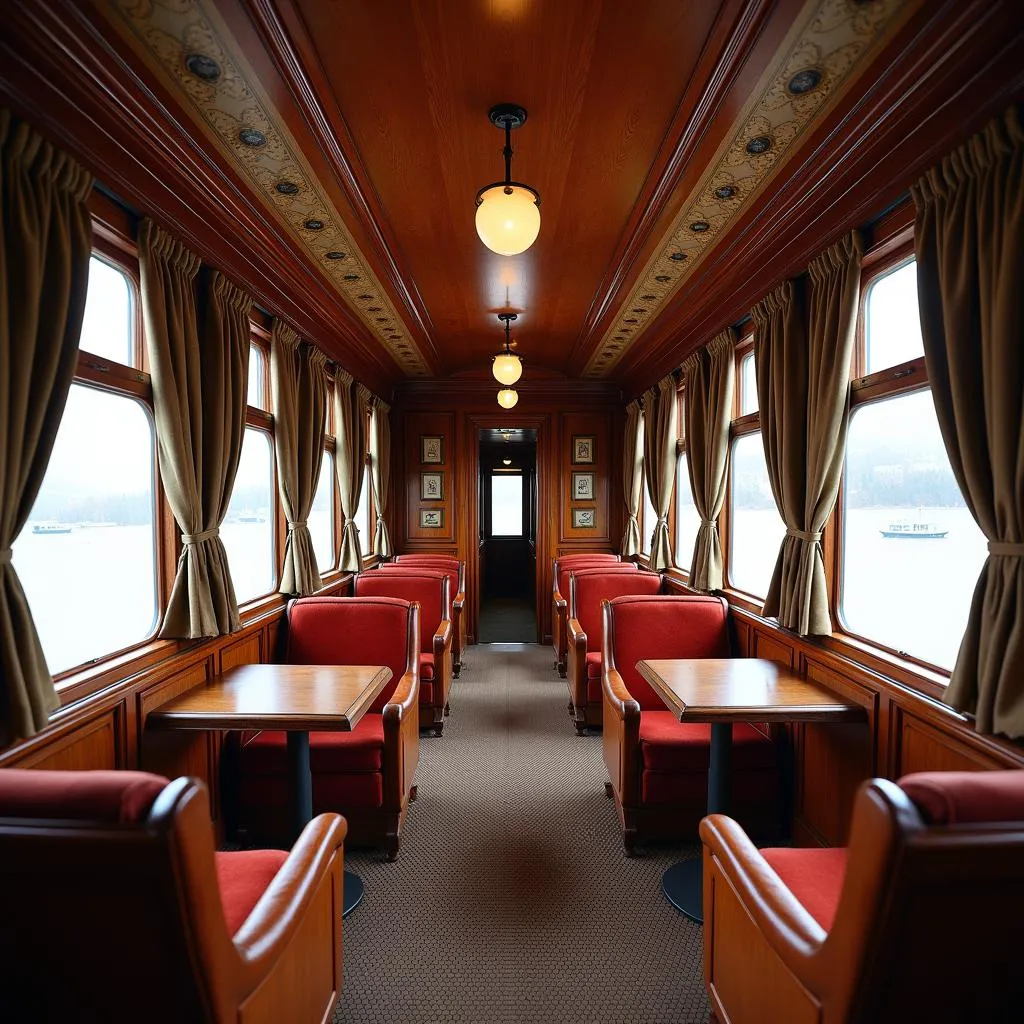 Luxurious Interior of a Vintage Train Car