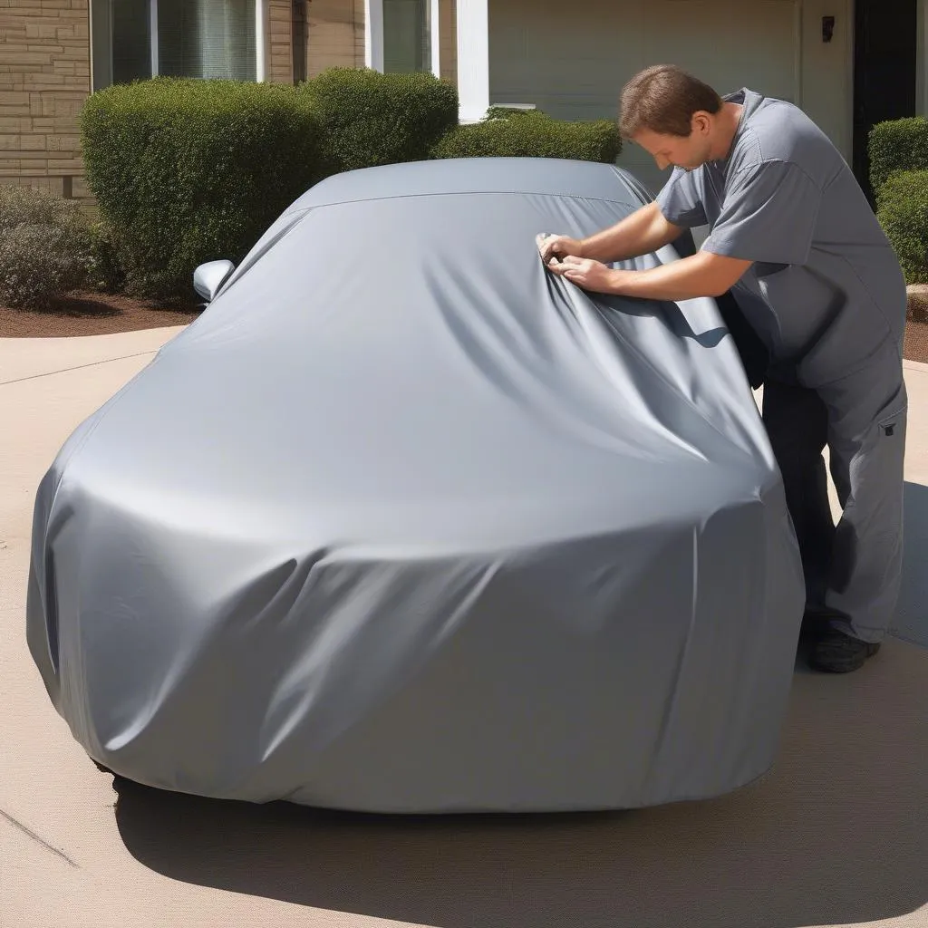 Vinyl car cover installation