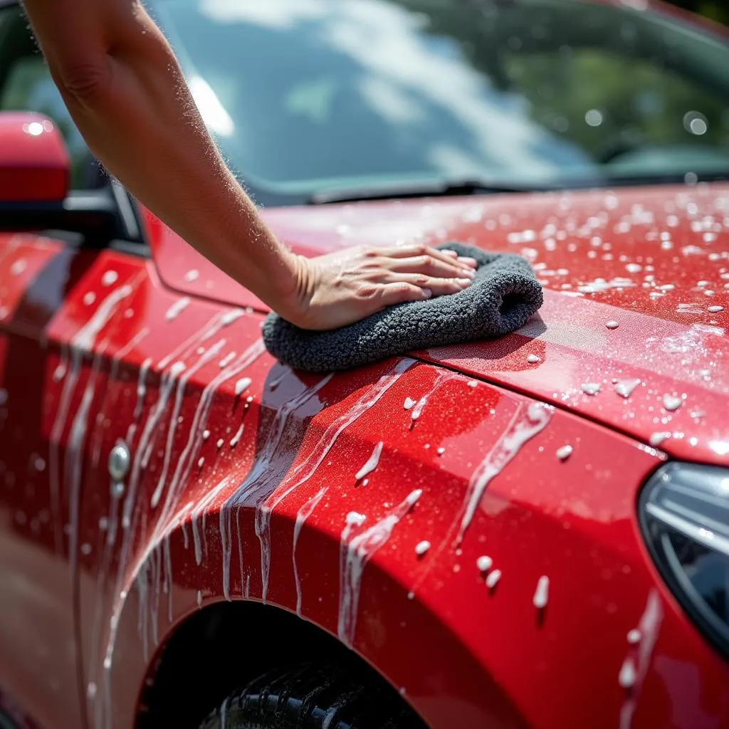 Car washing with ceramic coating