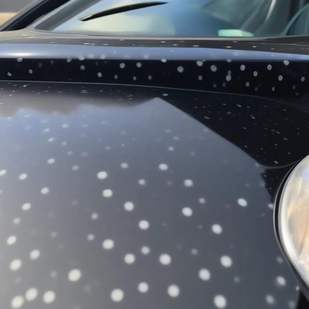 Water spots on a black car