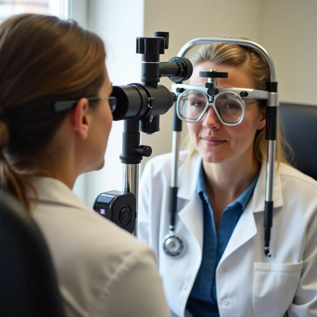 Waycross GA optometrist performing an eye exam