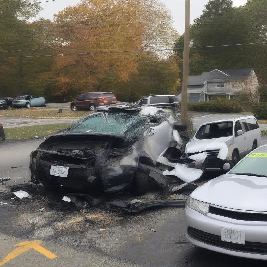 Car Crash Scene in West Islip, NY