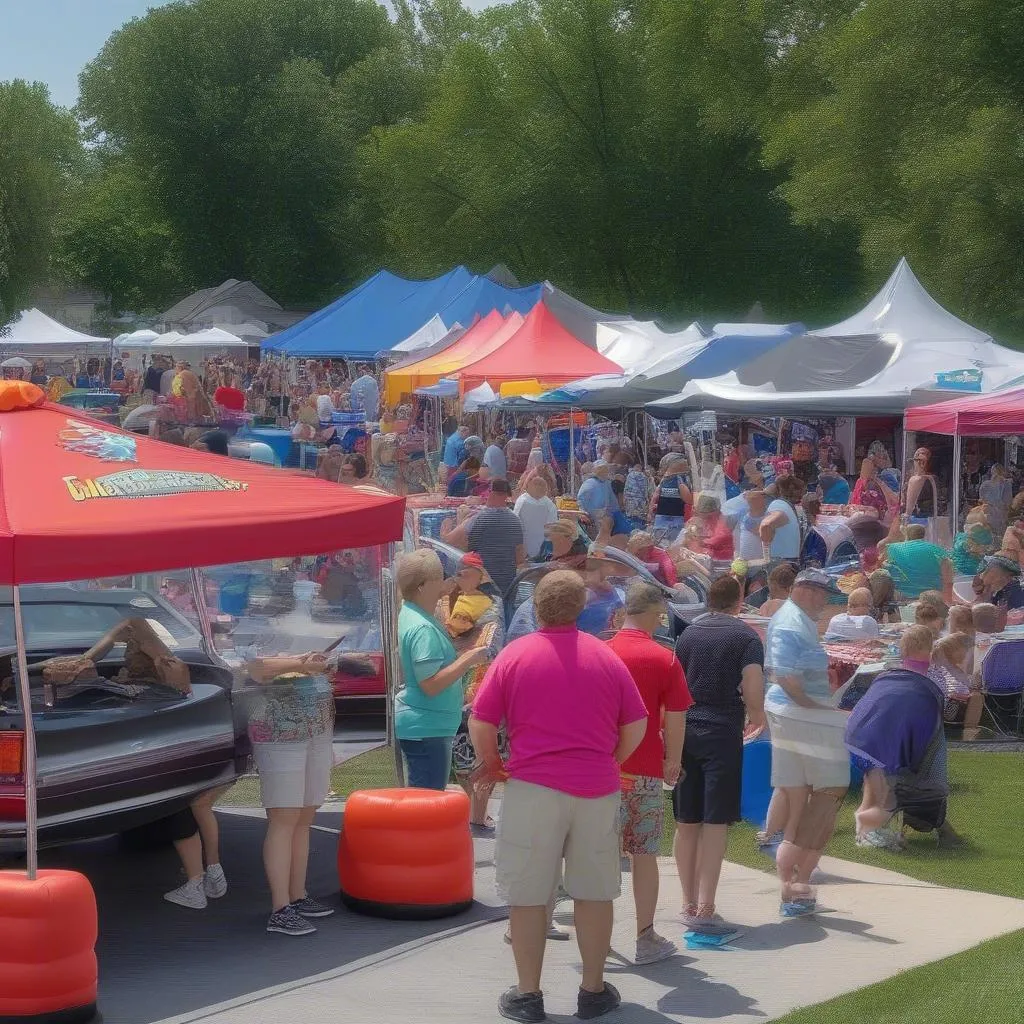 Families enjoying a fun day out at the Westmont Illinois Car Show