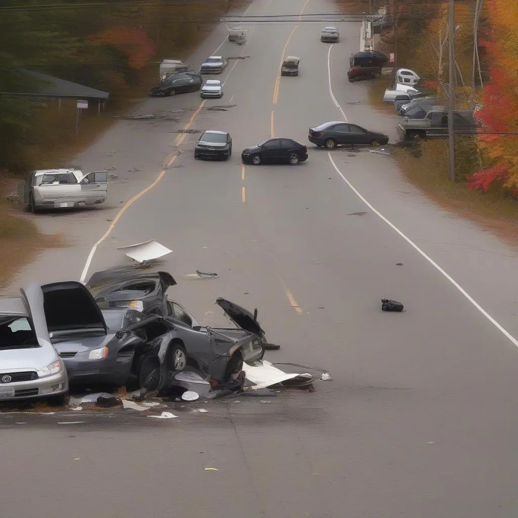 Windham Maine Car Accident Scene