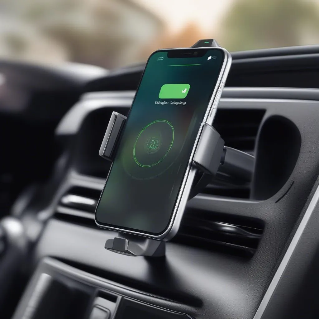 Wireless Car Charging Mount Installed in Car