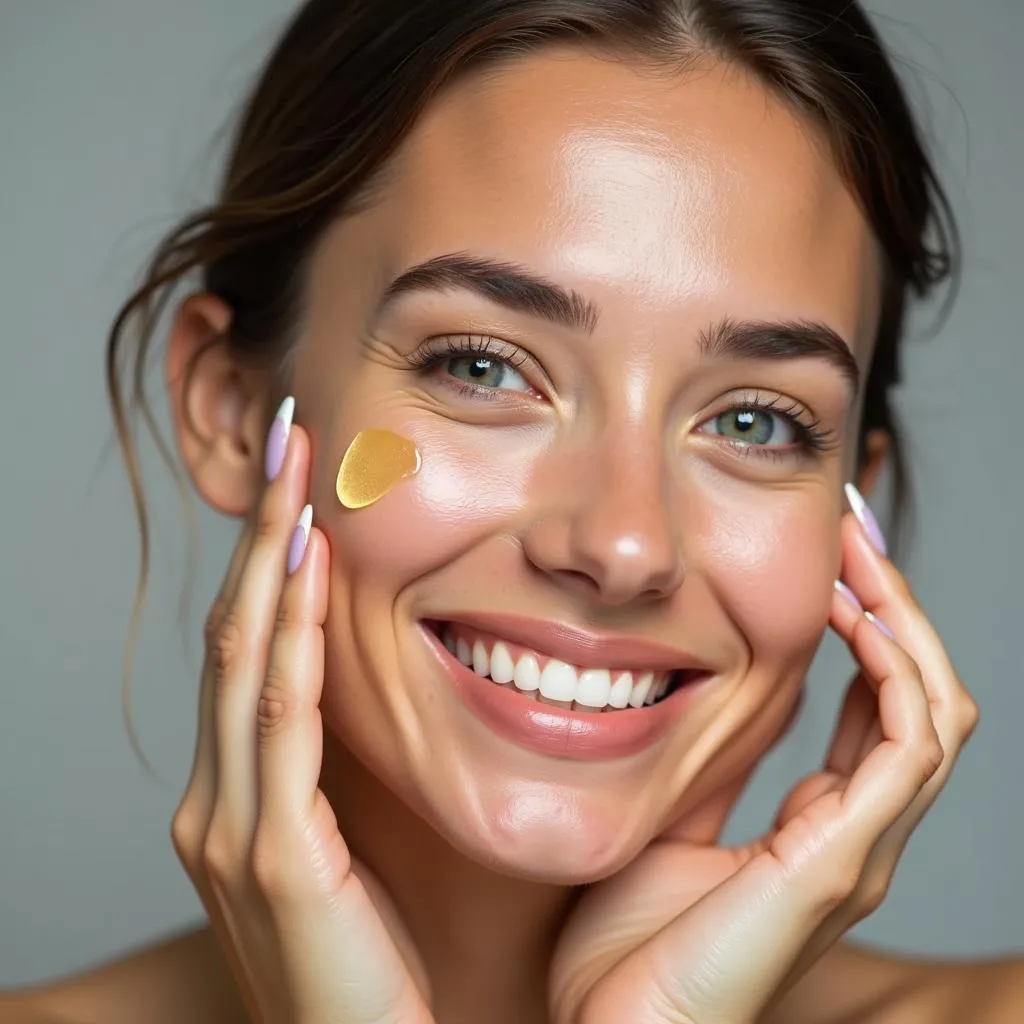 Woman Applying Botanical Serum