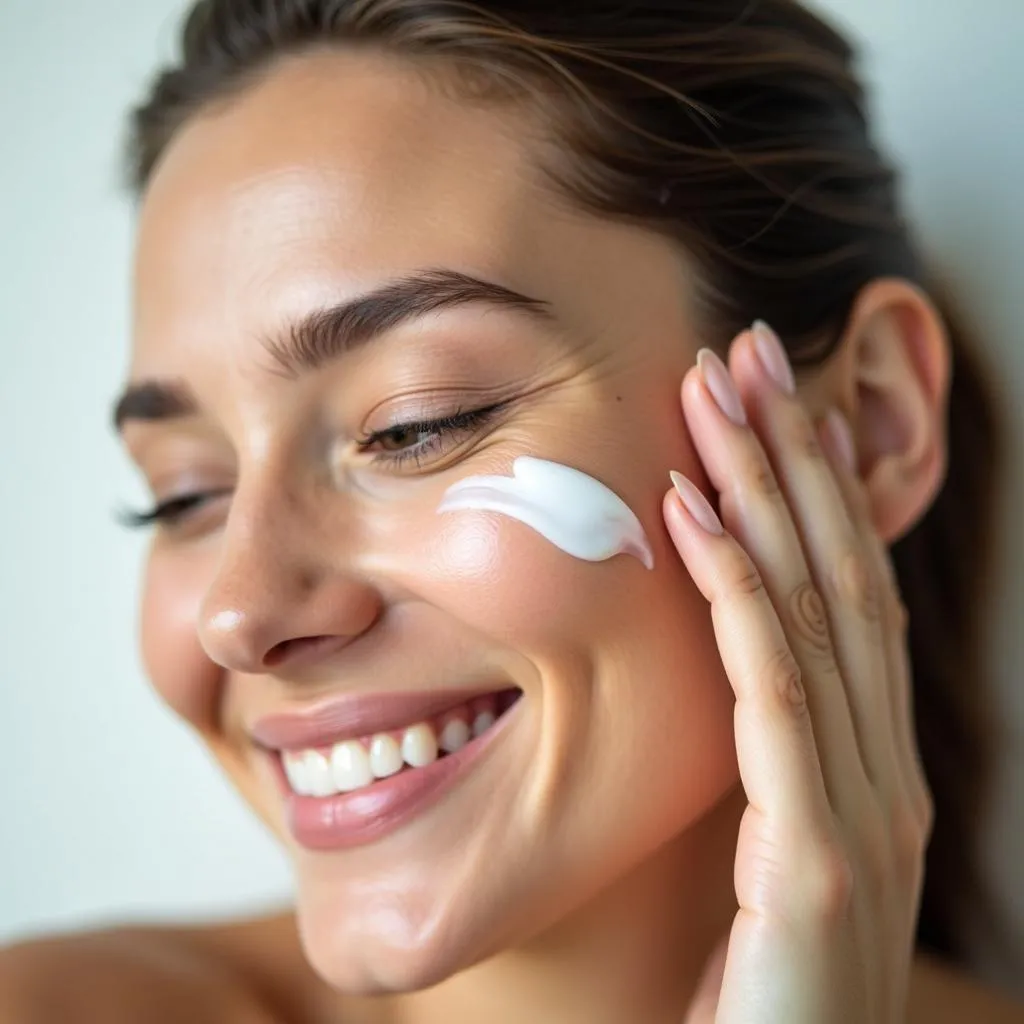 Woman Applying Hungarian Skin Care Cream