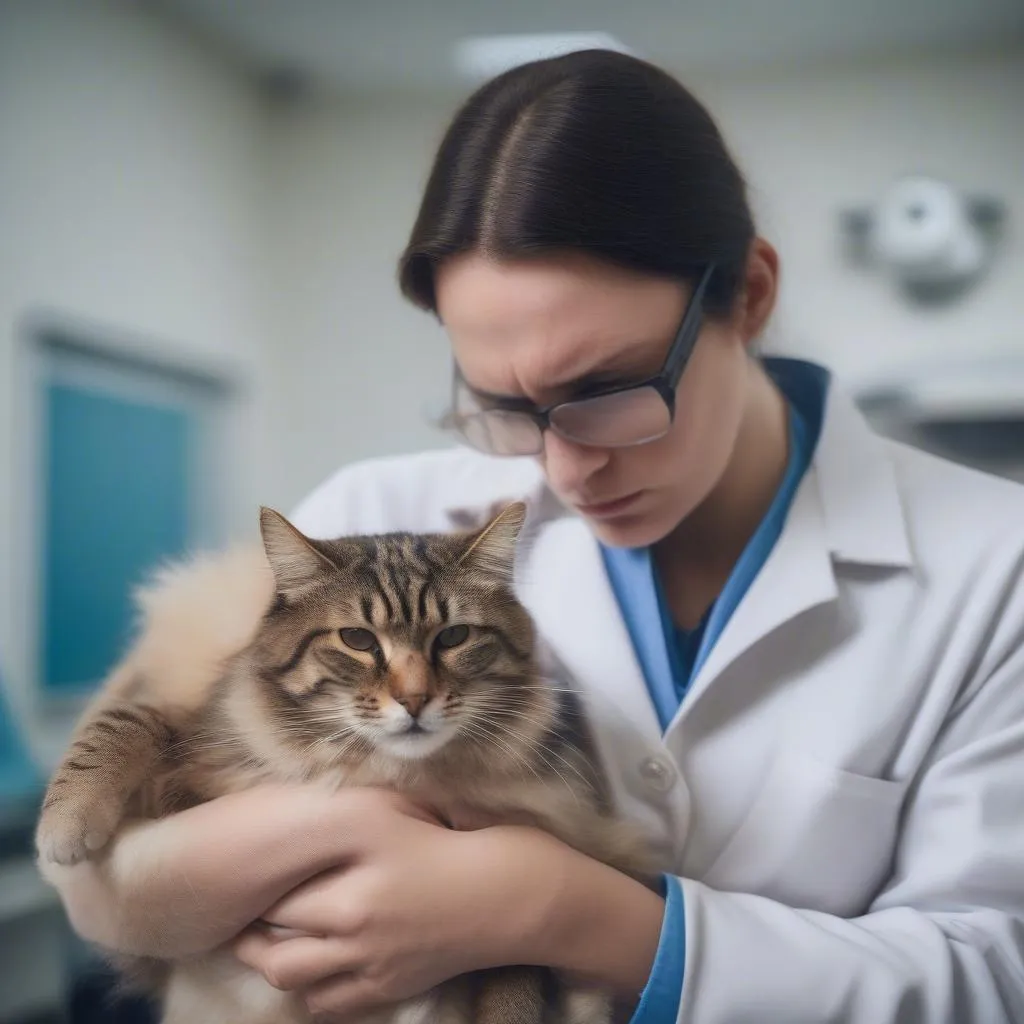 Worried Pet Owner at the Vet