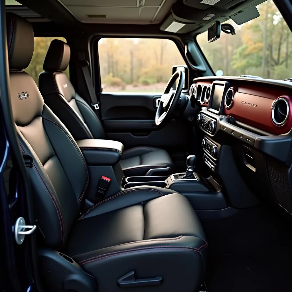 Spacious and comfortable interior of a Jeep Wrangler Ranch