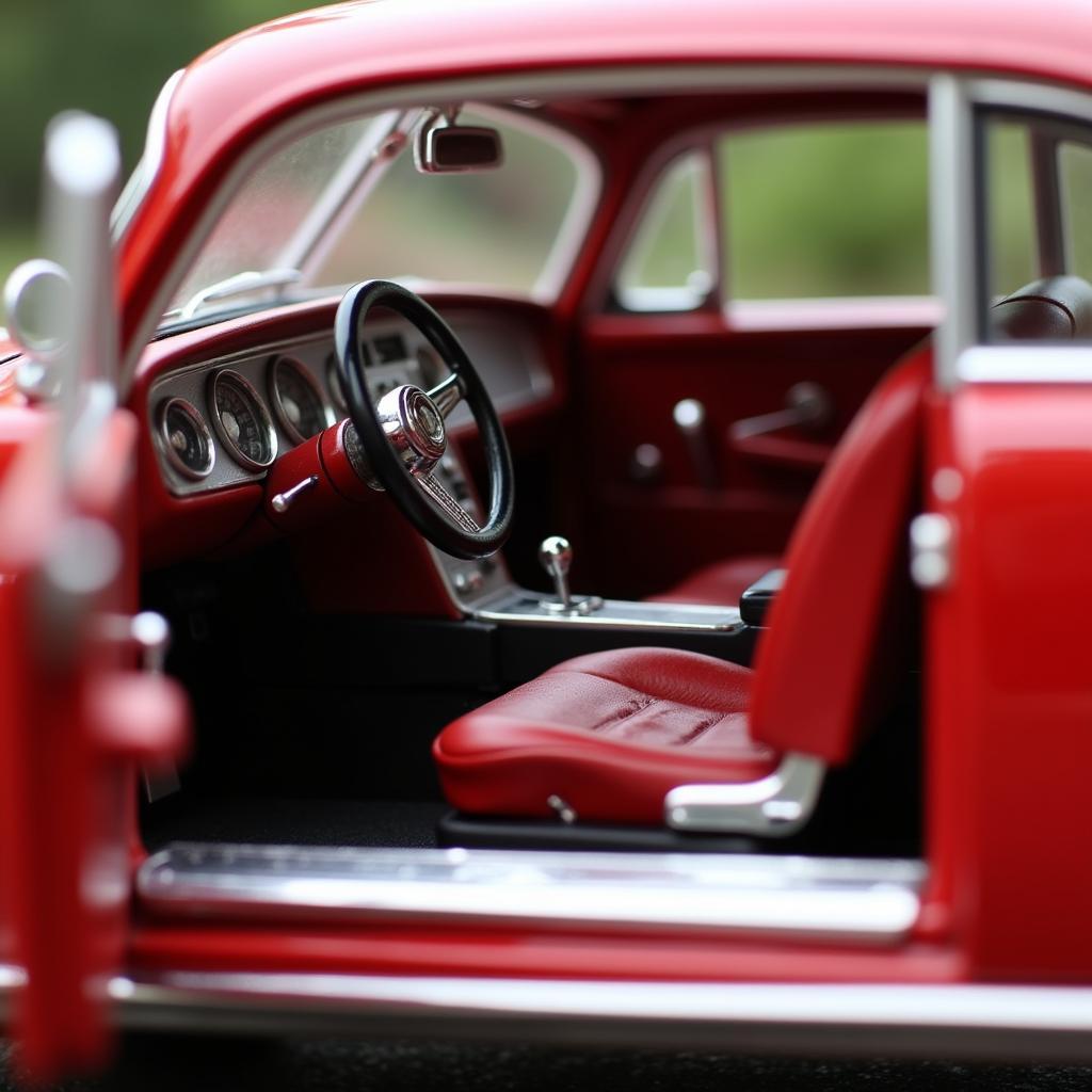 Detailed interior of a 1:18 scale toy car