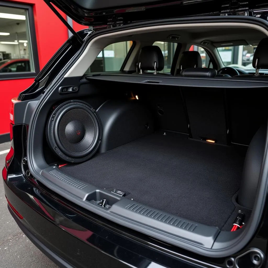 12 Inch Car Subwoofer Installed in Trunk