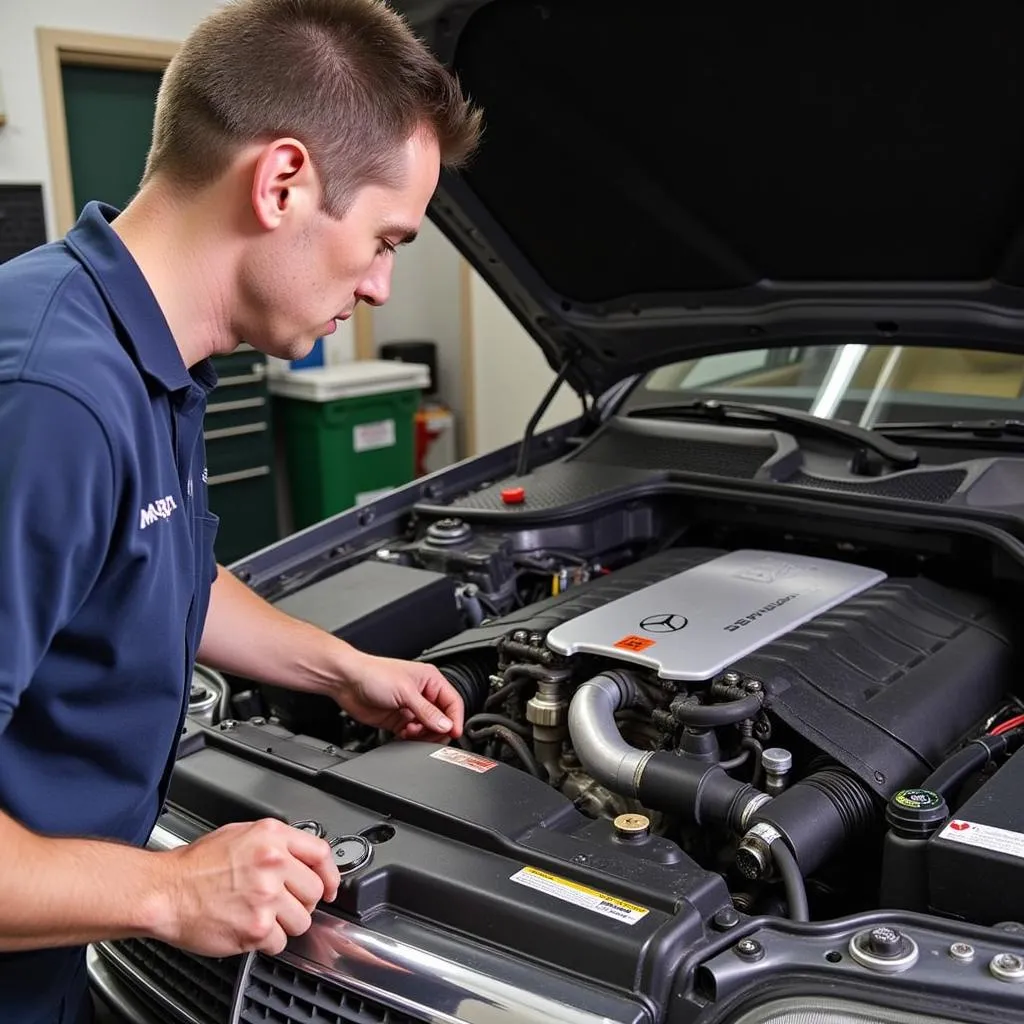 Inspecting the Engine Bay of a 1994 S500