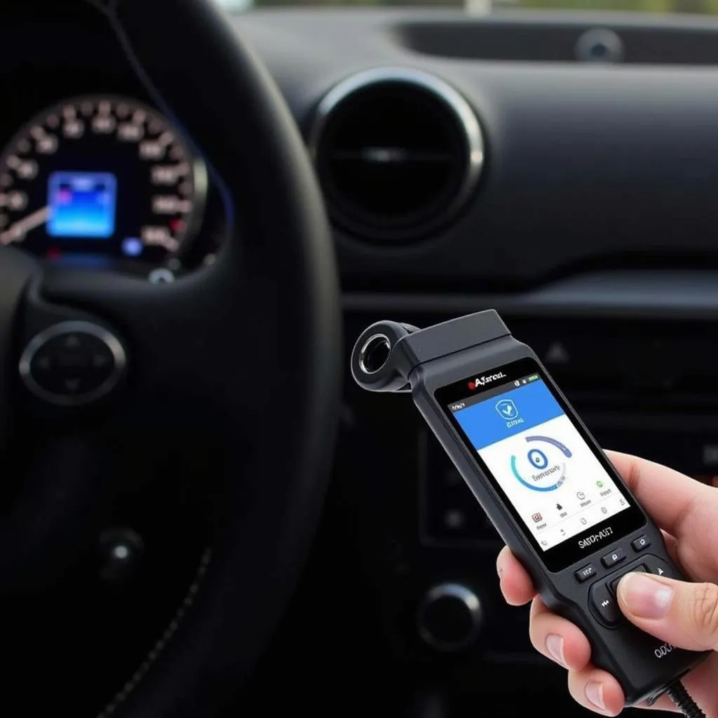 AATOOL Auto OBD scanner connected to a European car