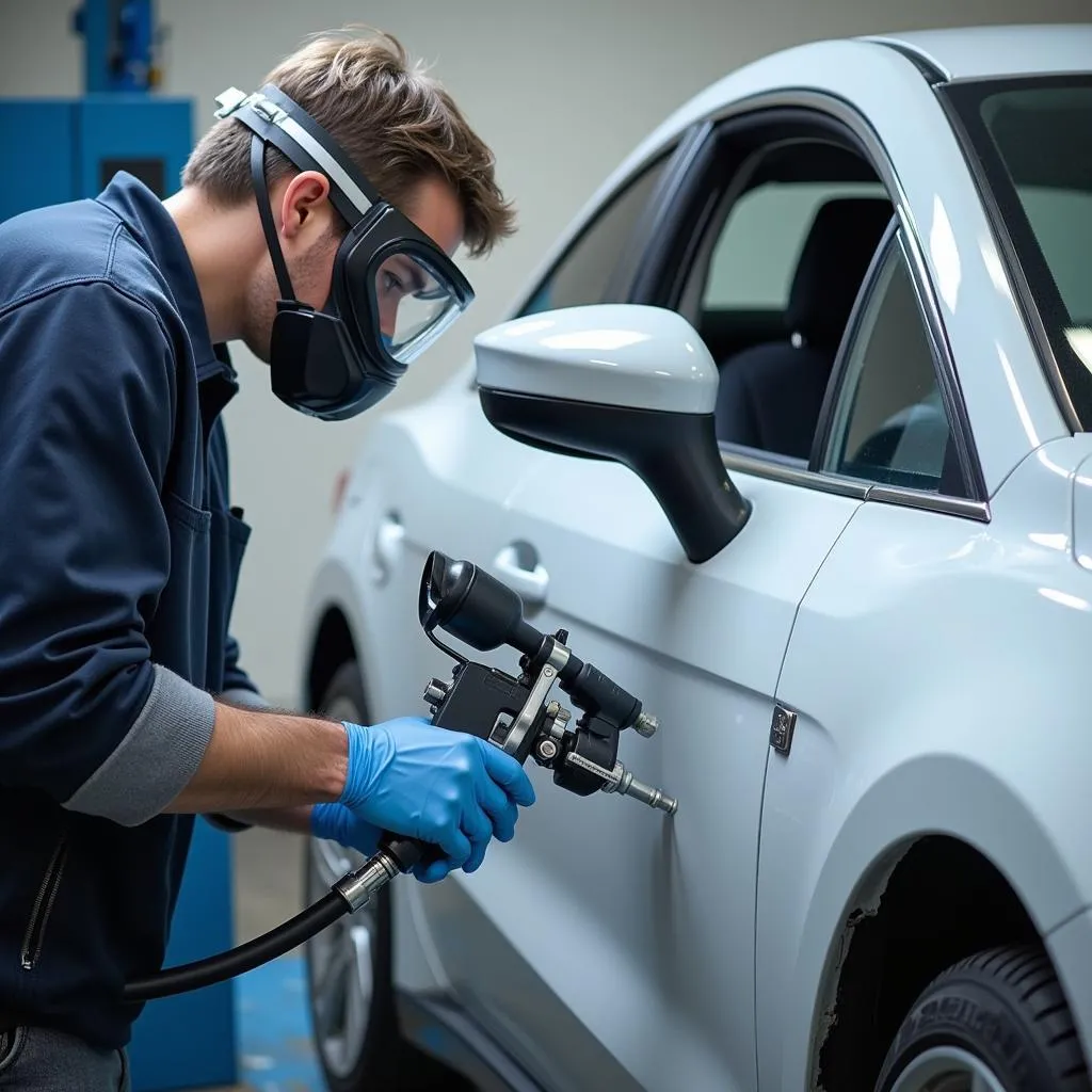 Applying car paint evenly using a spray gun