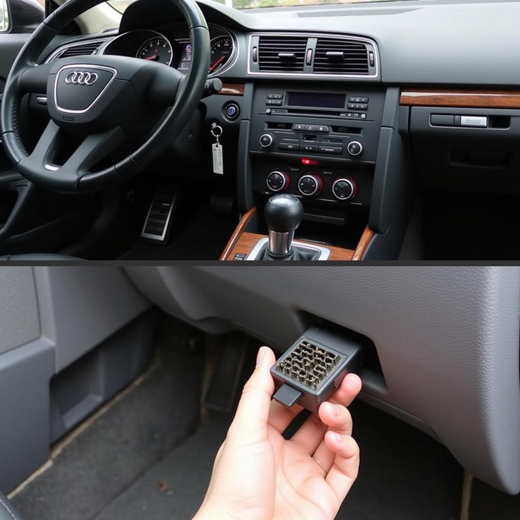 OBD port location on an Audi A4 B9