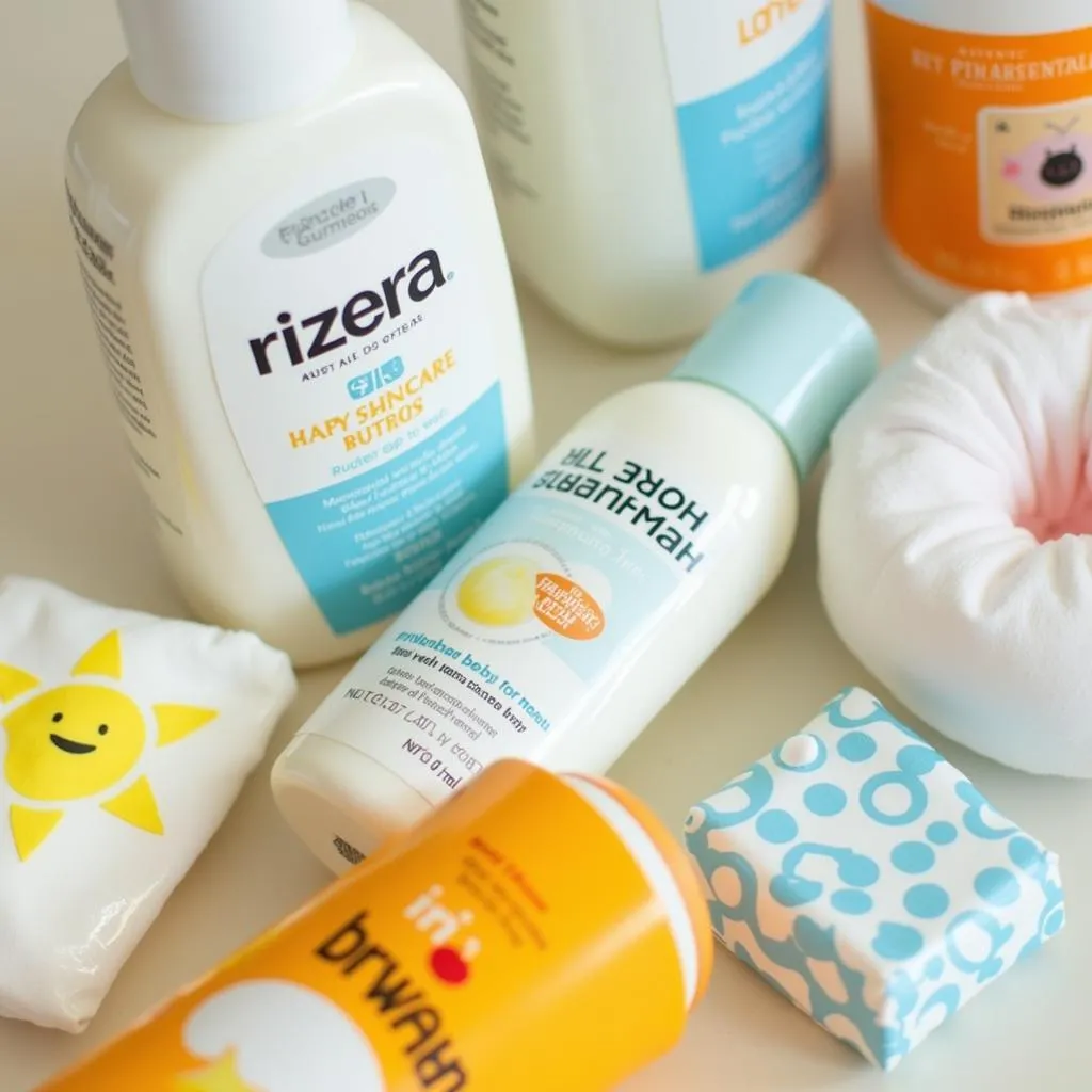 Baby skincare products on a table