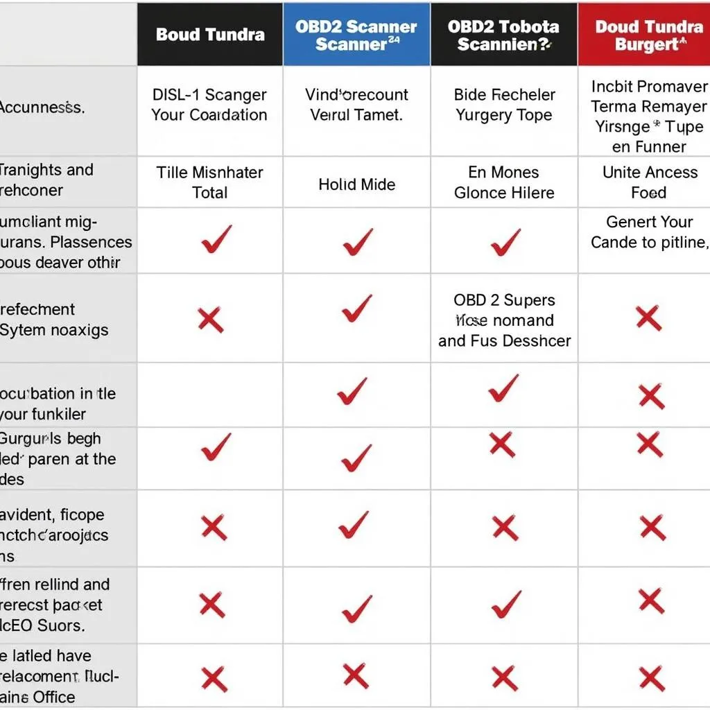 Best OBD2 Scanner Tundra Comparison Chart