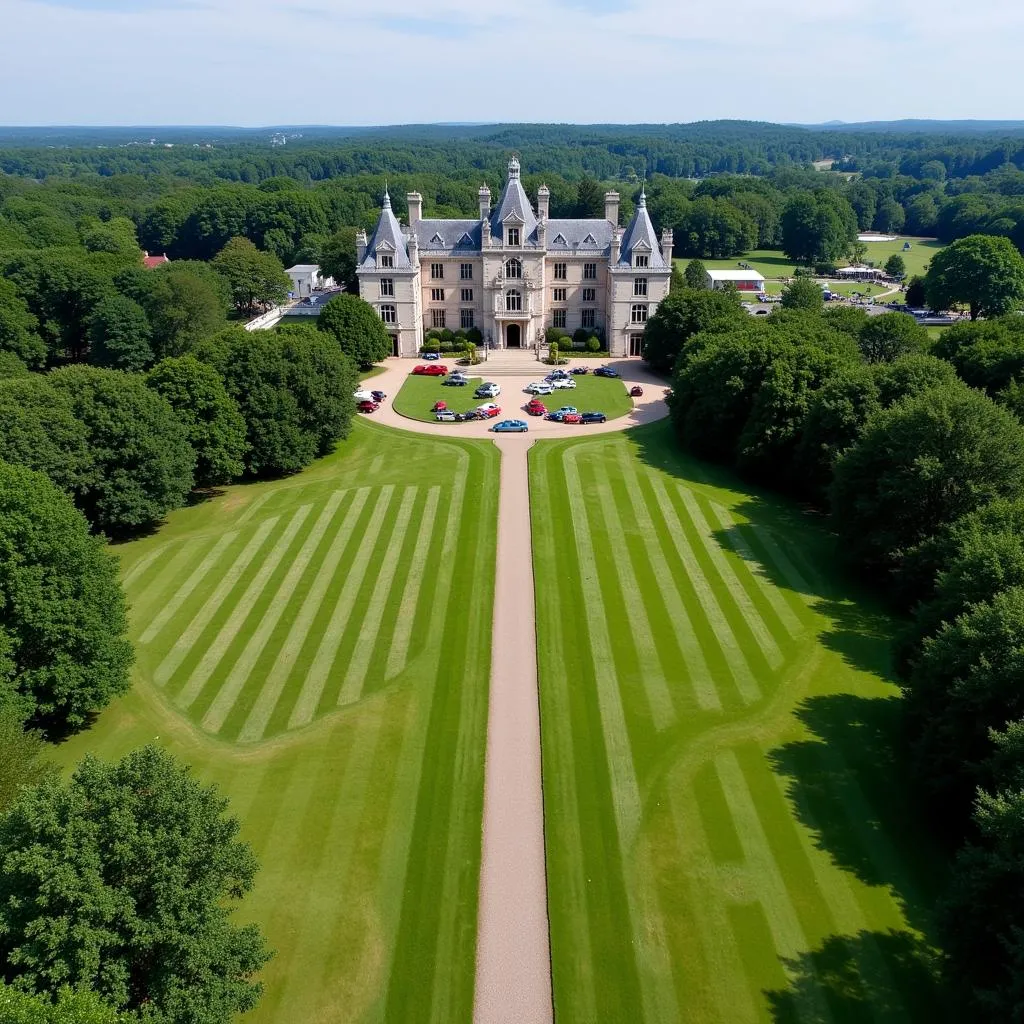 Aerial View of Biltmore Estate during the Car Show